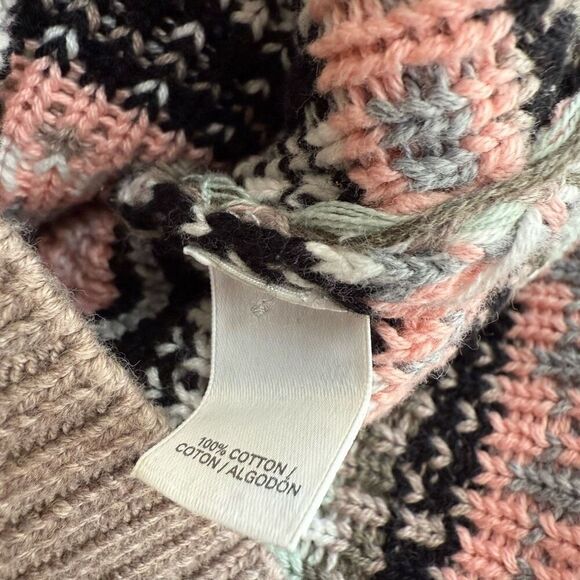 Victoria's Secret Sweater Knit Fair Isle Striped Oversize Thick 100% Cotton sz S - Picture 5 of 7
